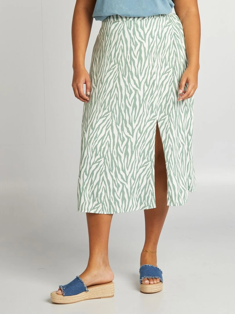 Jupe midi à motif   Vert