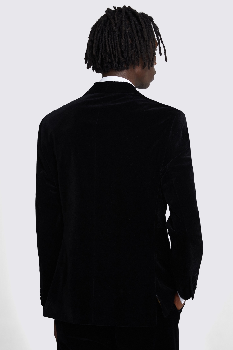 Slim Fit Black Velvet Shawl Lapel Jacket   Buy Online at Moss