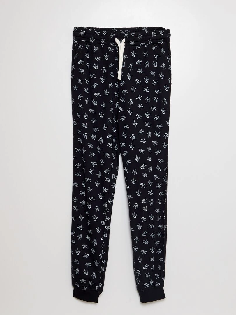 Pantalon de pyjama imprimé fantaisie Noir