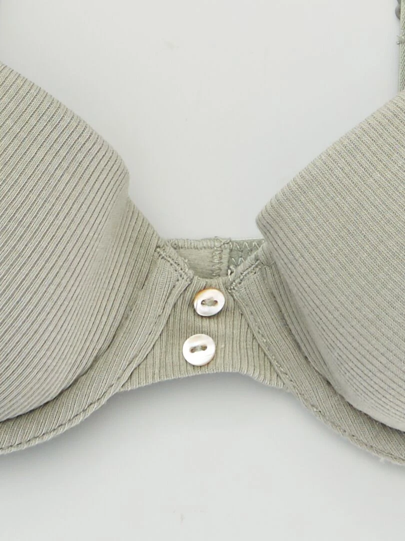 Soutien gorge en maille côtelée Vert lichen