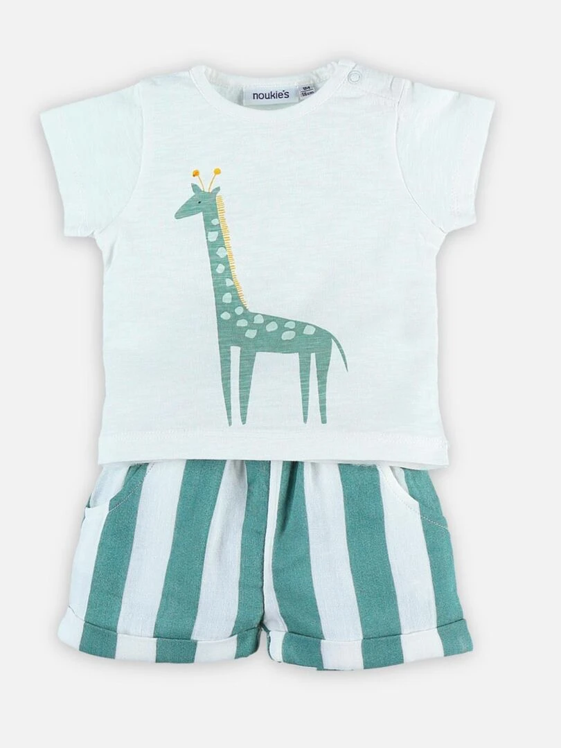 Set t shirt et short en coton Noukie's Vert