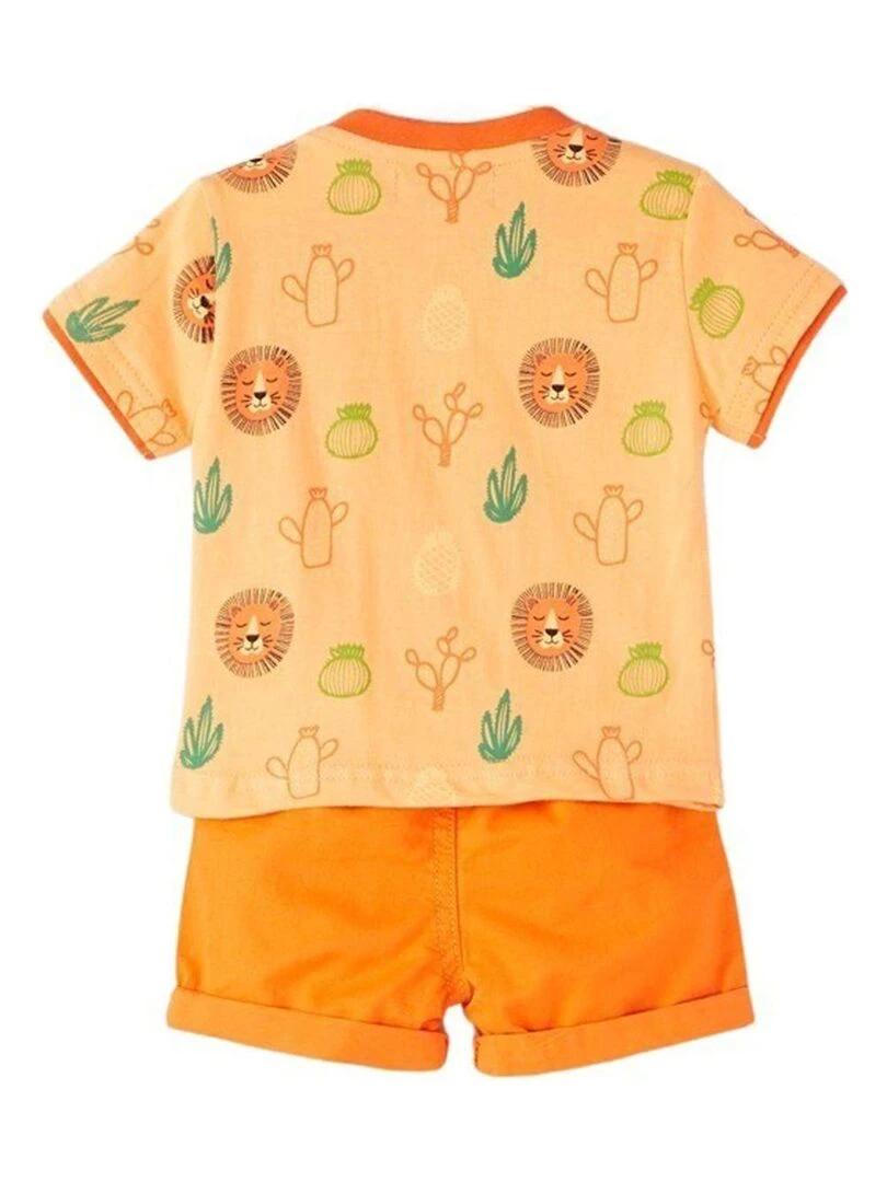 Lee Cooper Ensemble T shirt short bébé garçon Imprimé Logo Orange