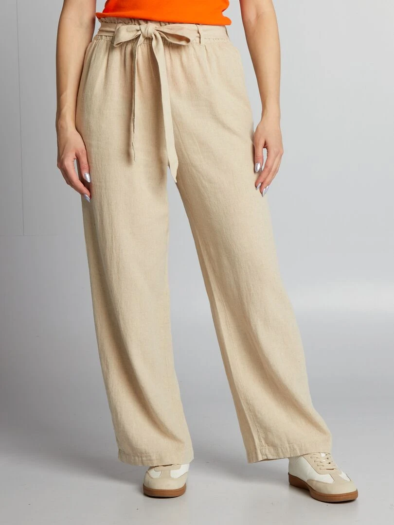 Pantalon en lin large 'JDY' Beige