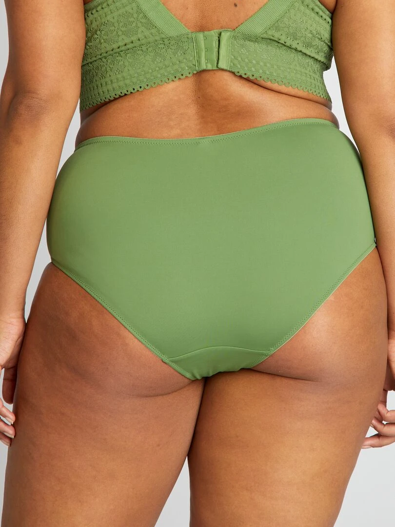 Culotte haute en microfibre et dentelle   Vert amande