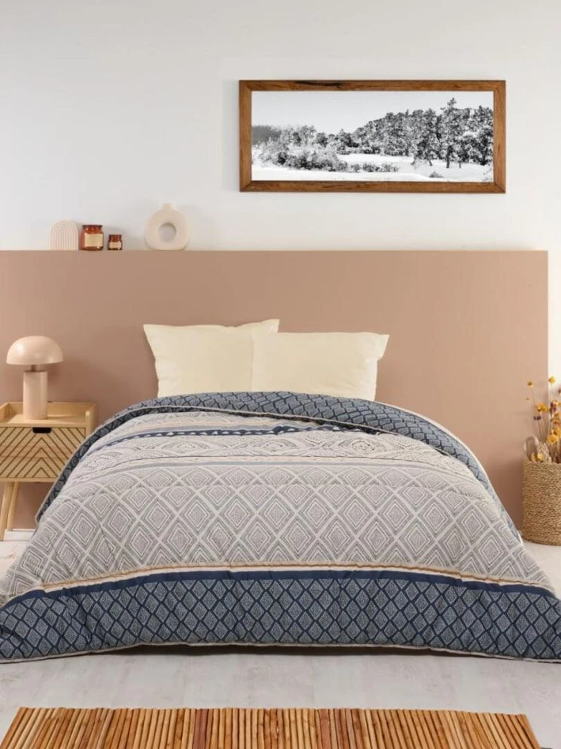Bleu Câlin Couette imprimée chaude Ethnique Beige