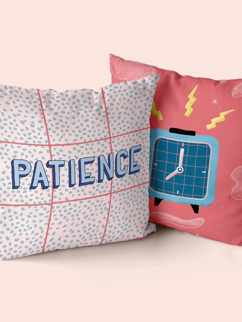 Housse de coussin décoratif Patience "Happyfriday"   Blanc