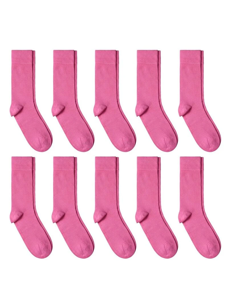 Chaussettes Jersey Coton Lot 10 Paires Fabrication UE Rose fushia