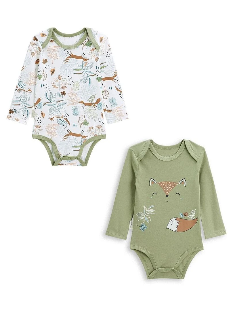 Lot de 2 bodies bébé manches longues Montreal Kaki