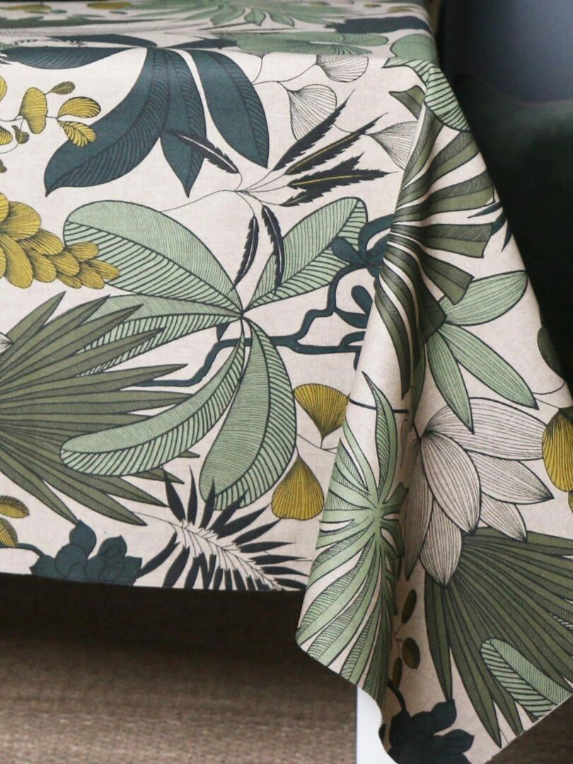Nappe rectangulaire en coton enduit   Vert foncé