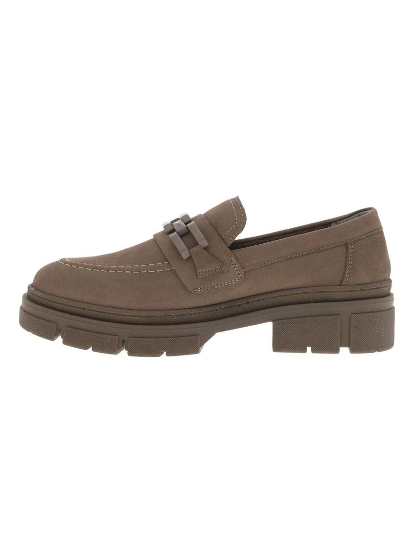 TAMARIS   Mocassins cuir talon plat   Gris Marron Blanc