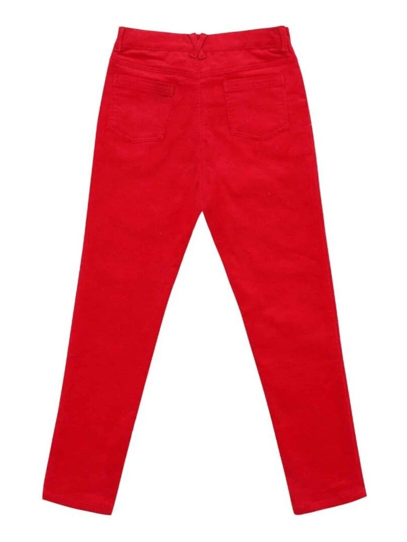 Pantalon Slim Fille  Velours Rouge Stretch  MORGAN   'LA FAUTE A VOLTAIRE'   Rouge