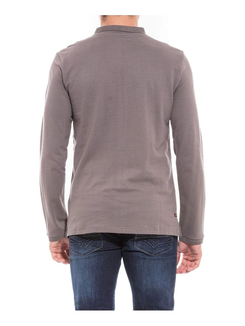 Polo manches longues en coton PODRICK Gris clair