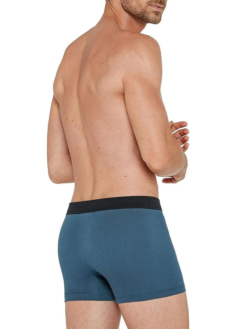 Boxer en coton ceinture tubulaire sans coutures   Bleu
