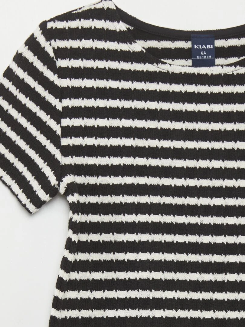 Ensemble t shirt + pantalon rayé   2 pièces   Noir