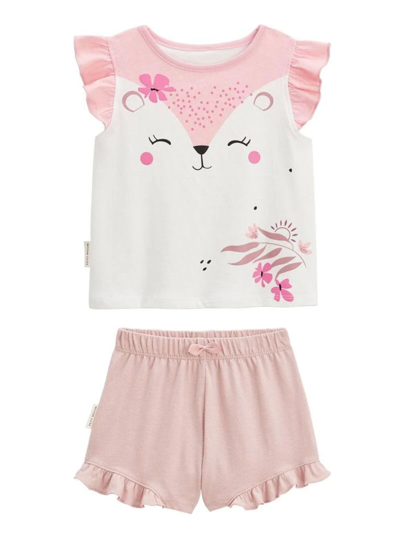 Pyjama enfant manches courtes Petit Safari Rose