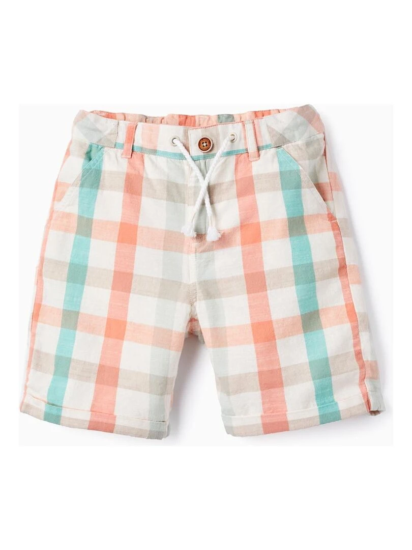 Shorts En Coton À Carreaux Pour Garçon Blanc