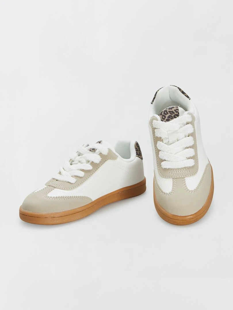 Baskets basses lacets fantaisies   blanc