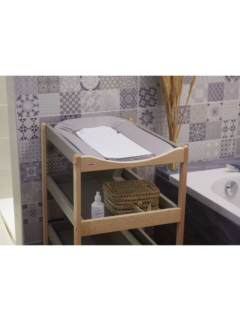 Candide   Matelas à langer PVC gris + 2 éponges pressionnées blanches   Gris