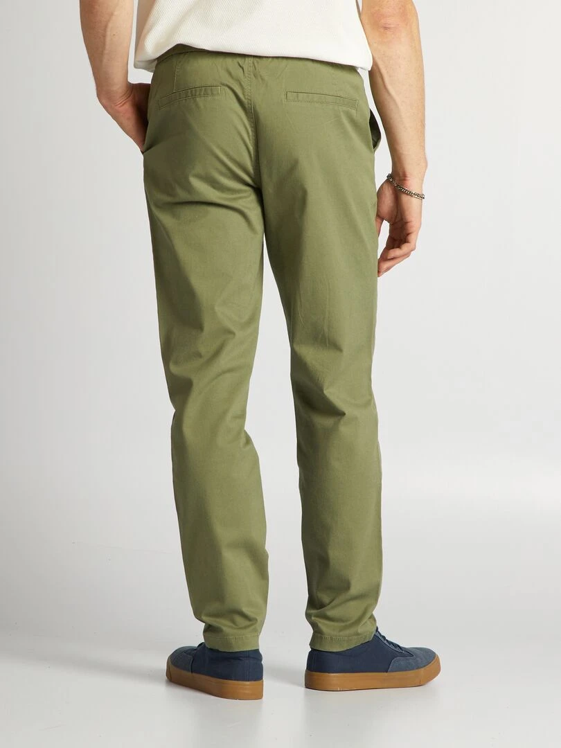 Pantalon chino à ceinture élastiquée   Vert