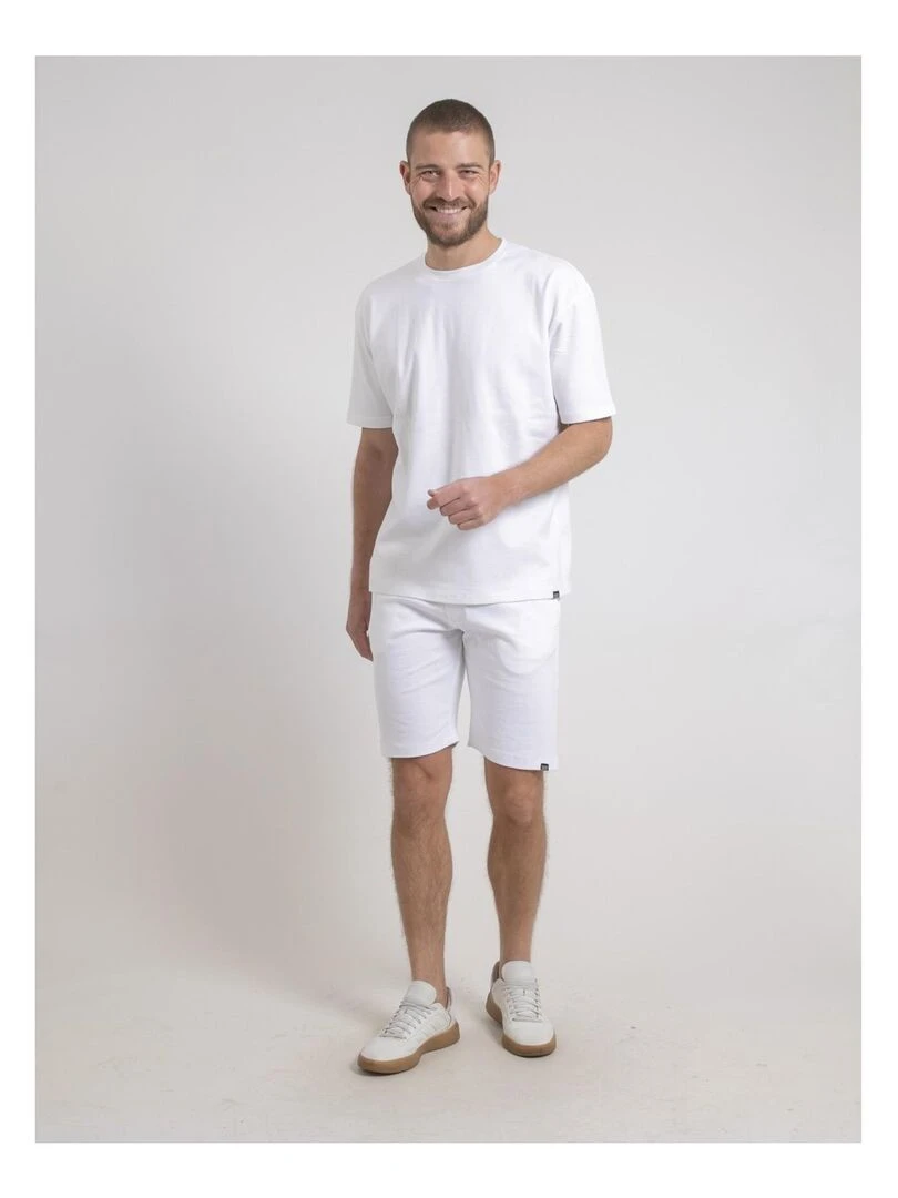 T shirt col rond oversize pur coton NOBUKA   Blanc