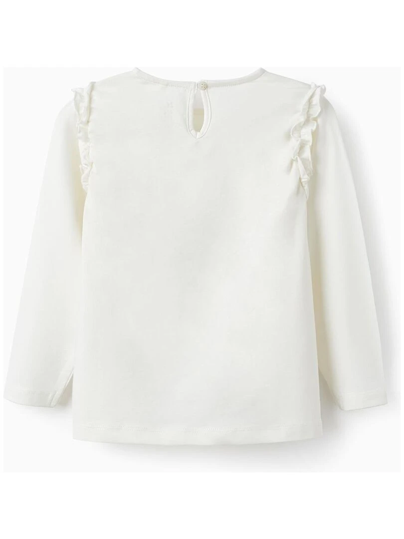 T shirt en coton pour fille 'Les filles sont belles' manches longues GIRLS N' ROSES Beige clair