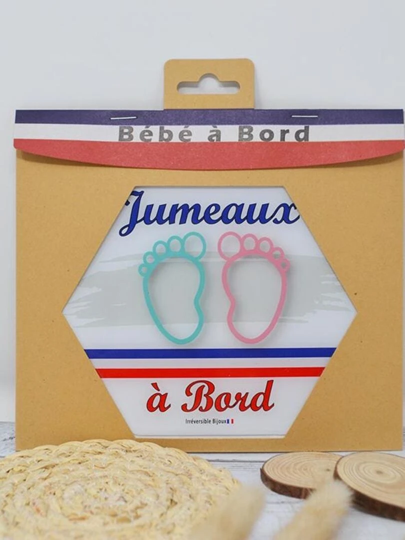 Adhésif / Autocollant bébé à bord   Jumeaux mixte   Bleu
