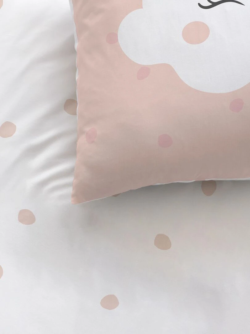 Parure de lit imprimée 100% coton  NUAGES   Rose