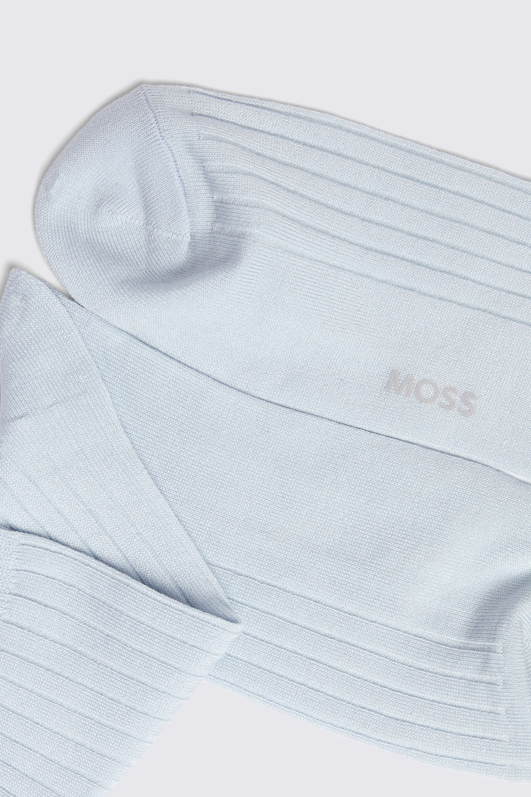 Light Blue Fine Ribbed Socks Buy Online at Moss