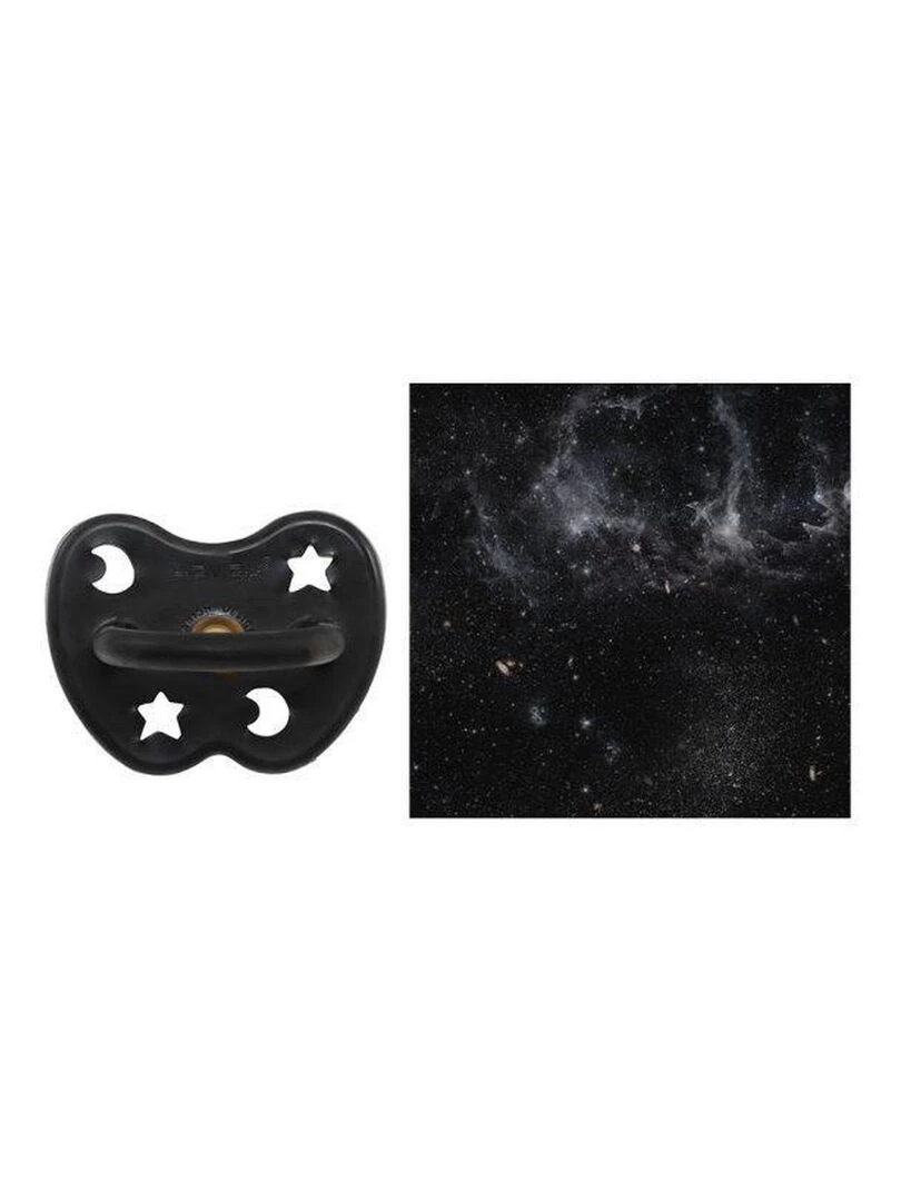 HEVEA Sucette 3 m+ caoutchouc naturel Outer Space Black/orthodontique/étoile & lune N/A