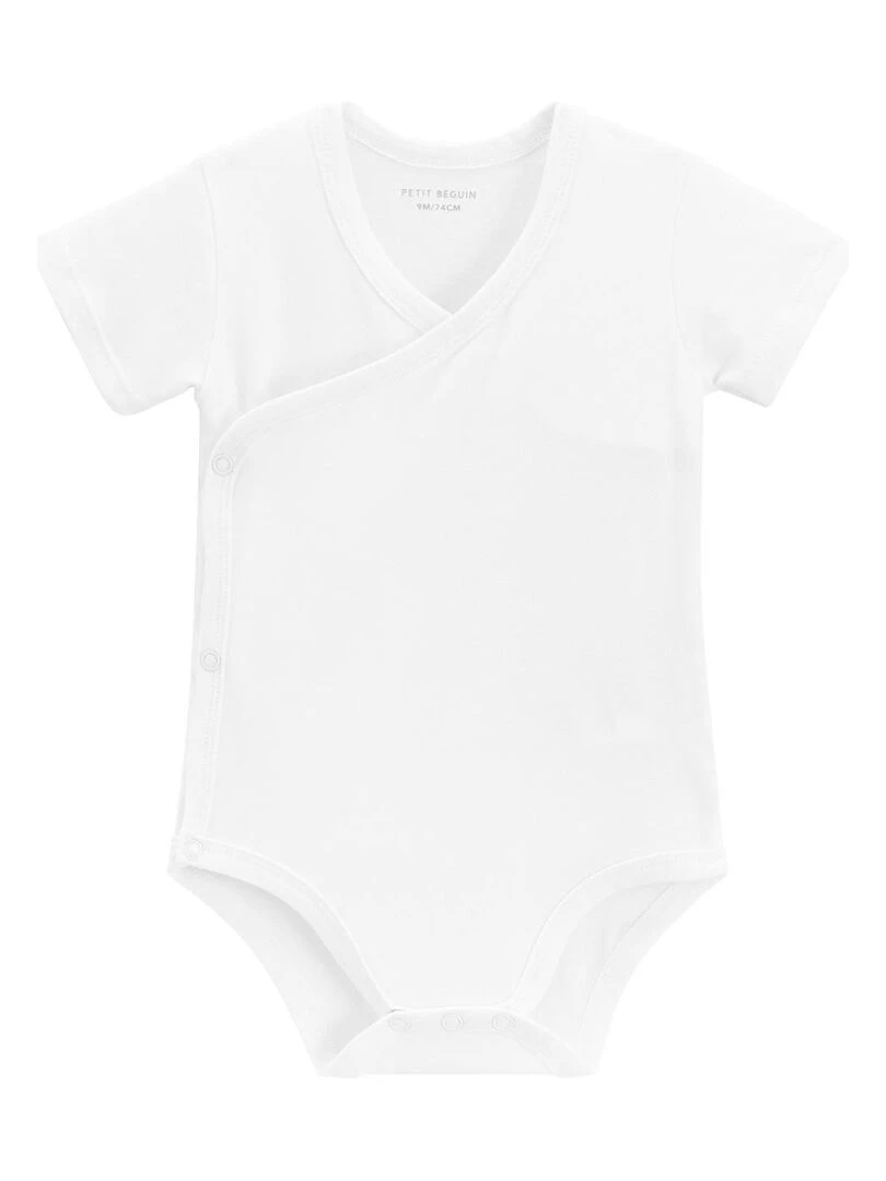 Lot de 3 bodies bébé manches courtes croisés Blanc