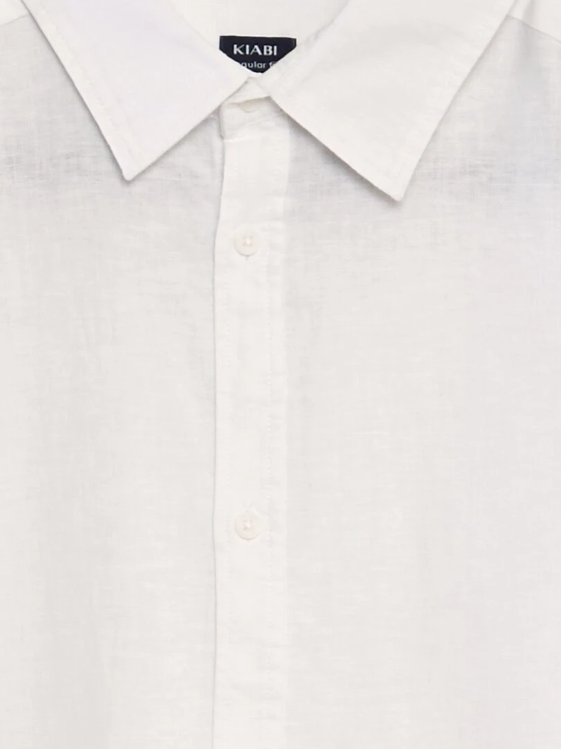 Chemise à manches courtes avec lin   blanc