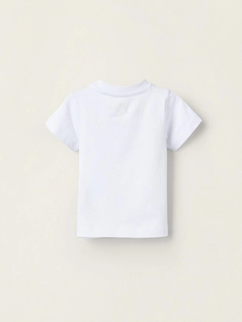 T Shirt En Coton Pour Nouveau Né 'Oiseau' manches courtes Blanc