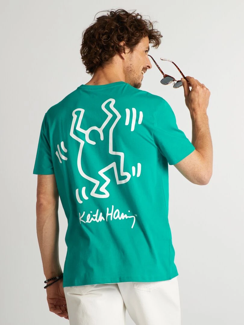 T shirt imprimé 'Keith Haring'   vert