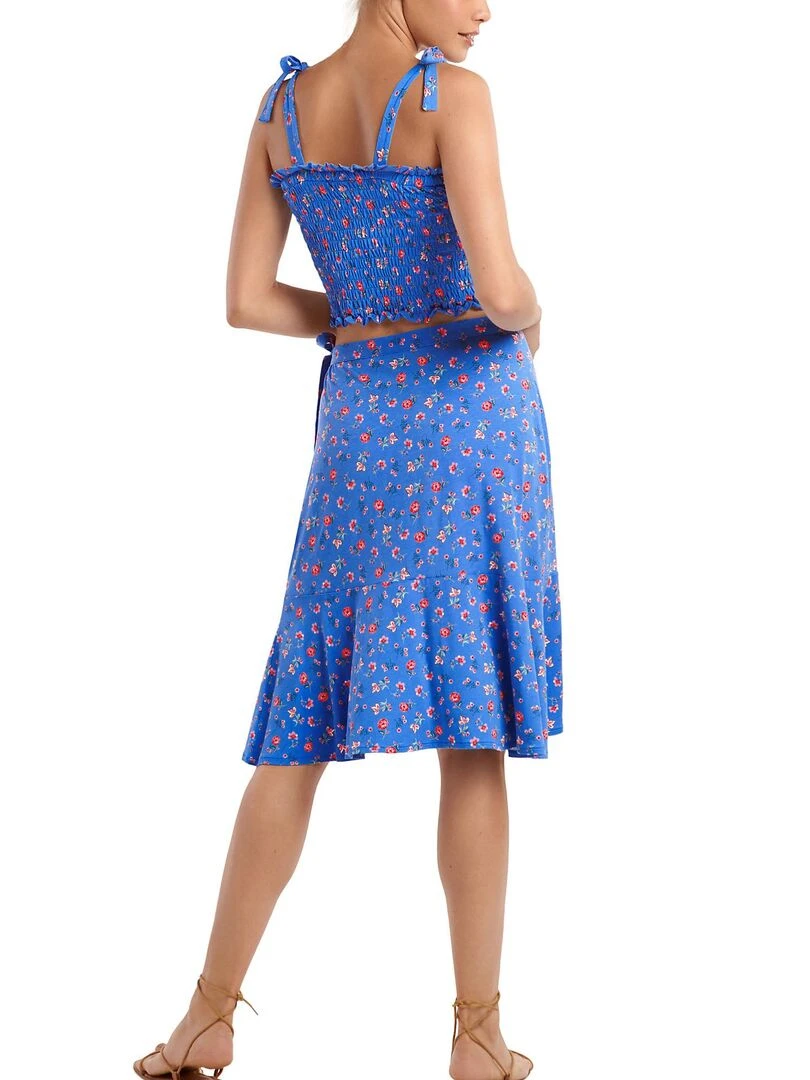 Top court smocké Java   Bleu