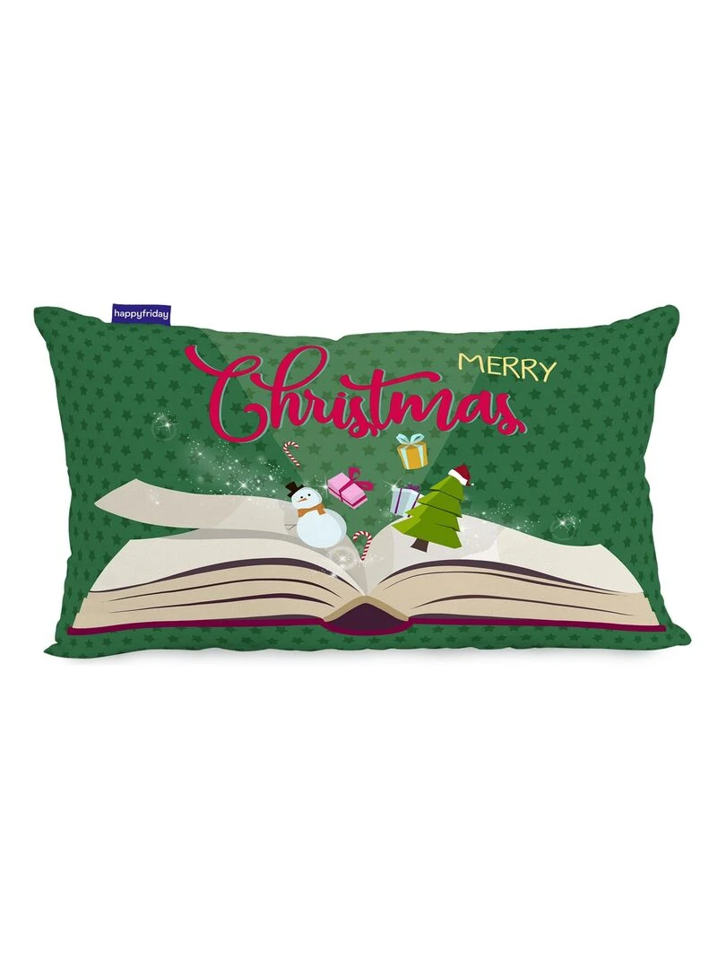 Housse de coussin Merry christmas "Happyfriday" Blanc