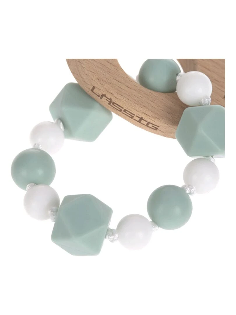 Bracelet de dentition en bois et silicone Chien   Vert