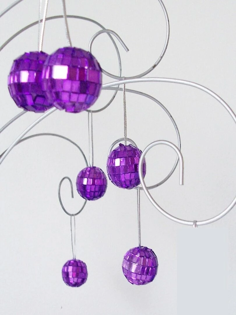 Set de 6 boules miroir 6 cm Violet