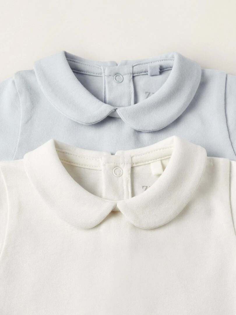 Pack 2 Bodies en Coton pour Nouveau Né manches longues ATLANTIC COMPANY   Bleu clair