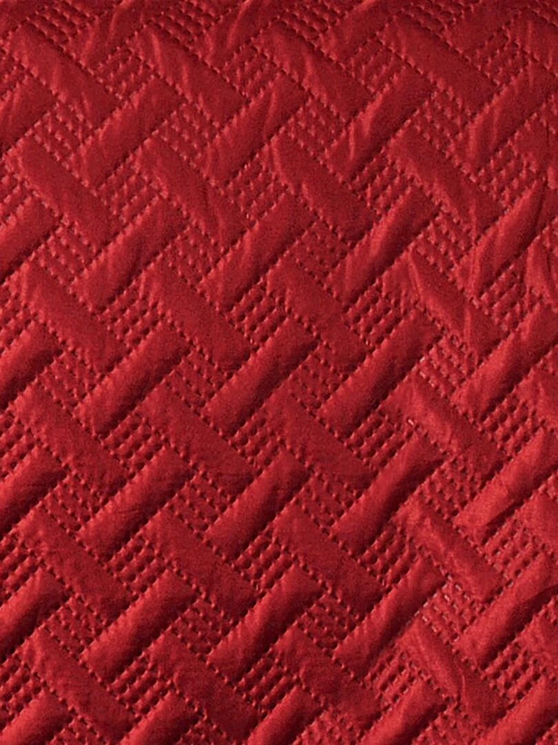 Jeté de lit aux formes géométriques surpiquées   Rouge brique