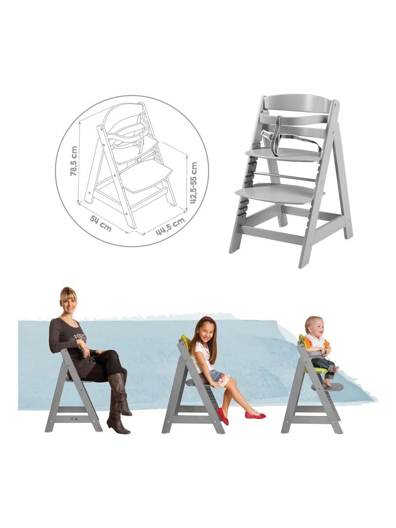 ROBA Chaise Haute Évolutive "Sit Up Click" Fermeture À Clic Innovante Gris