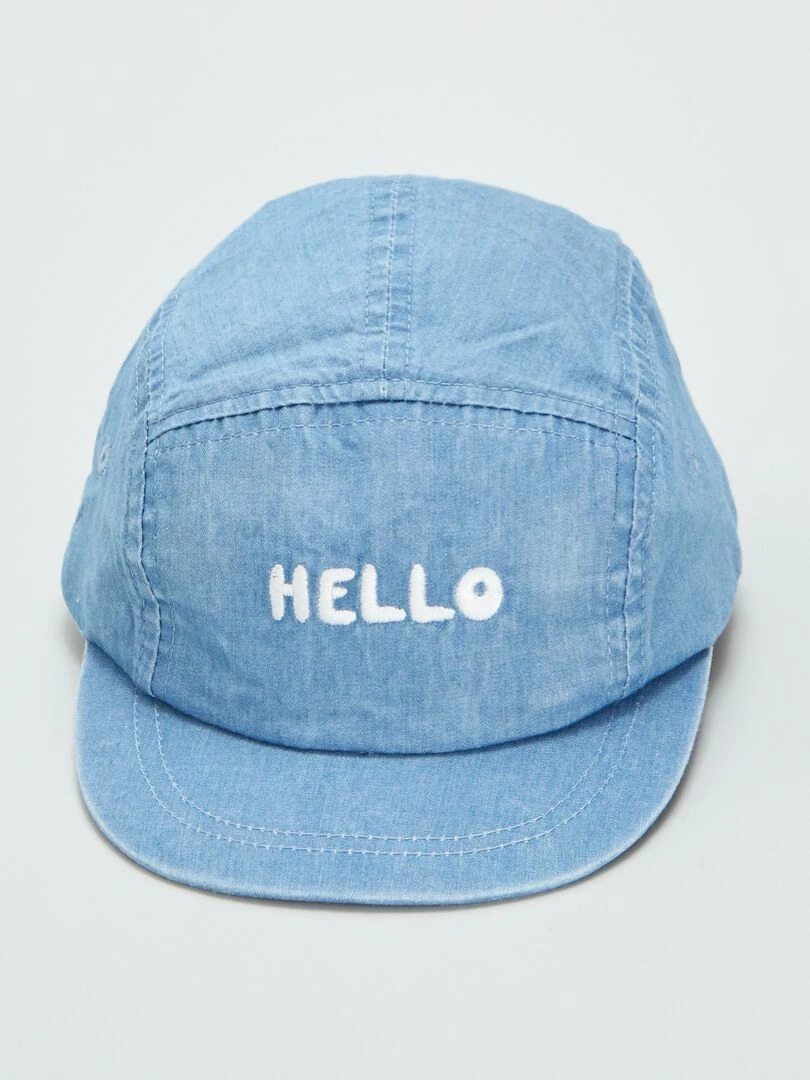 Casquette en denim imprimée 'Hello' Bleu