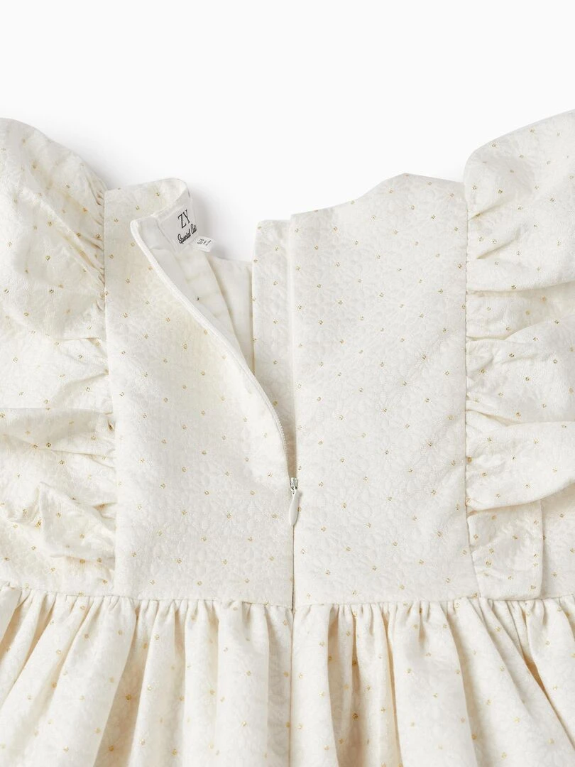 Robe à Volants pour Fille manches courtes CÉRÉMONIE   Blanc