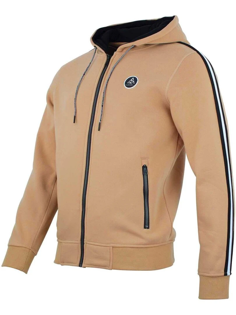 Sweat zippé à capuche homme CYRIL   PEAK MOUNTAIN   Marron caramel