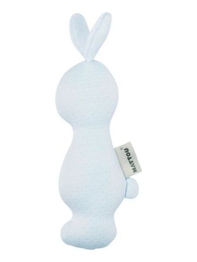 doudou Nattou Lapin Bleu 100% coton Pure Hochet   Bleu