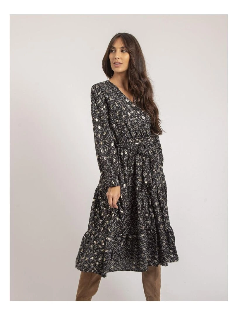 Robe mi longue motifs IVELIA Noir