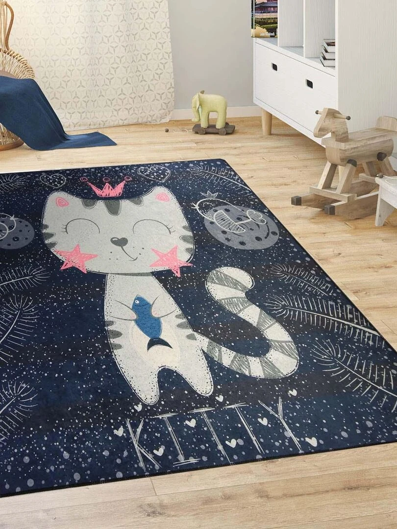 Tapis Enfant KITTY Bleu anthracite