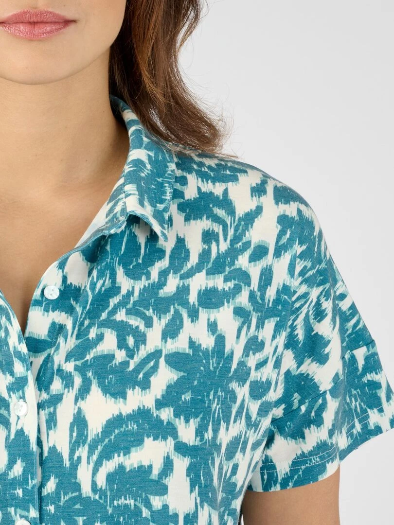 Tee shirt col chemise Climatyl   Damart   Vert chèvrefeuille
