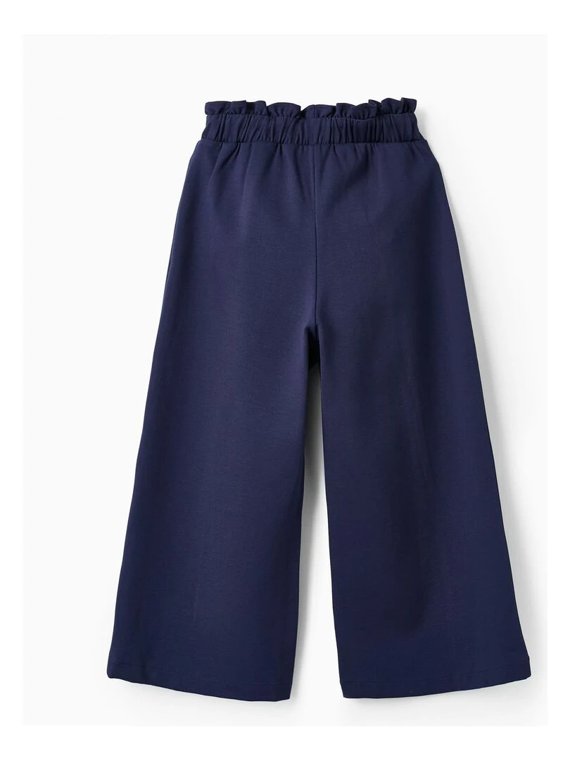 Pantalon en maille Punto Roma pour fille 'Wide Leg' manches longues SPRING BEGINS Bleu foncé