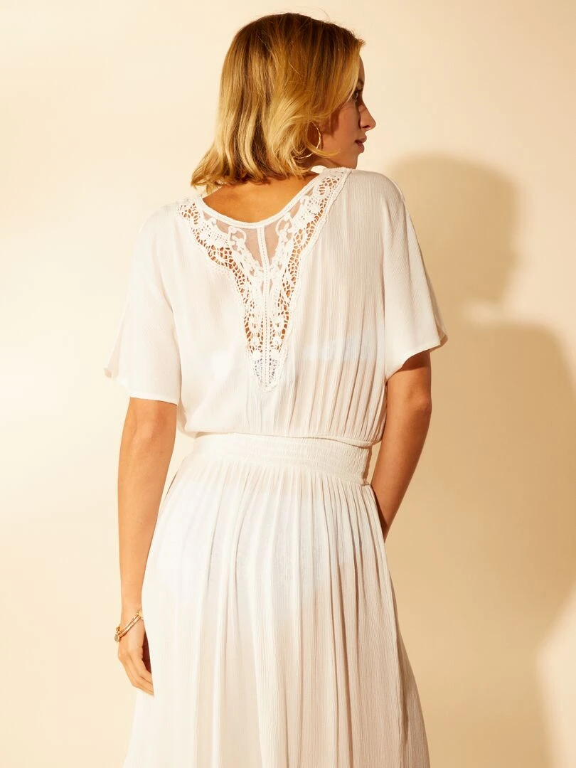 Robe de plage en maille crêpe   blanc