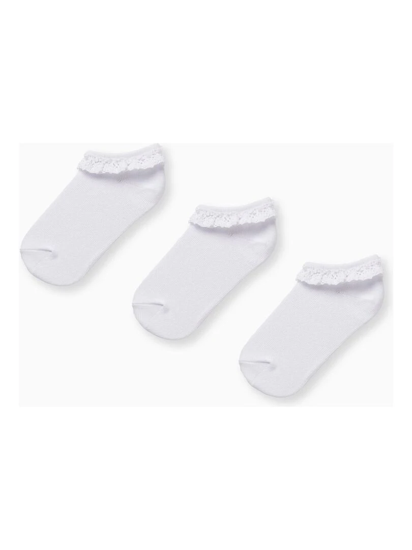 Lot 3 Paires de Chaussettes avec Dentelle pour Fille ESSENTIALS LINE Blanc